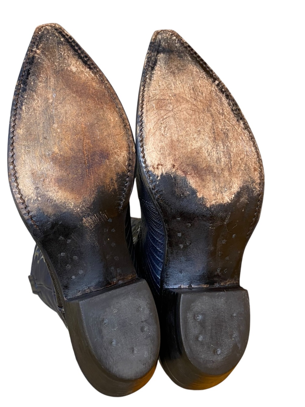 Nocona 1550-28-005 Vintage Blue Lizard & Leather Western Cowgirl Boots SZ 7D - Picture 9 of 15